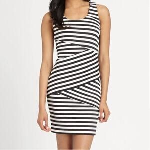 Michael kors scoop neck striped scuba size zip sleeveless size 4 midi Dress